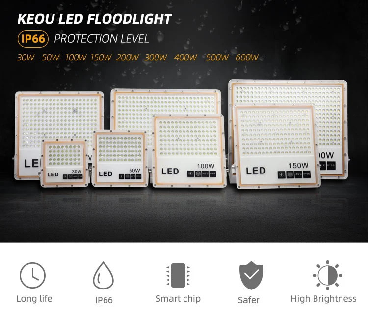 High Power Outdoor Waterproof IP66 LED Light LED Lamp LED Flood Light 30W 50W 100W 150W 200W 300W 400W 500W 600W LED Floodlight