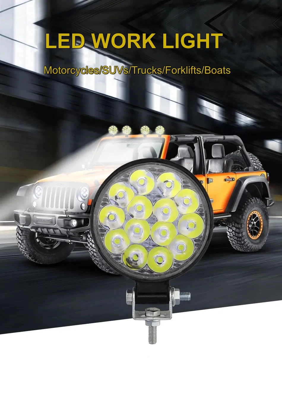Car LED Work Light 42W Flood Lamp 24V IP67 Work Light Automotive LED off Road Lights for Vehicle